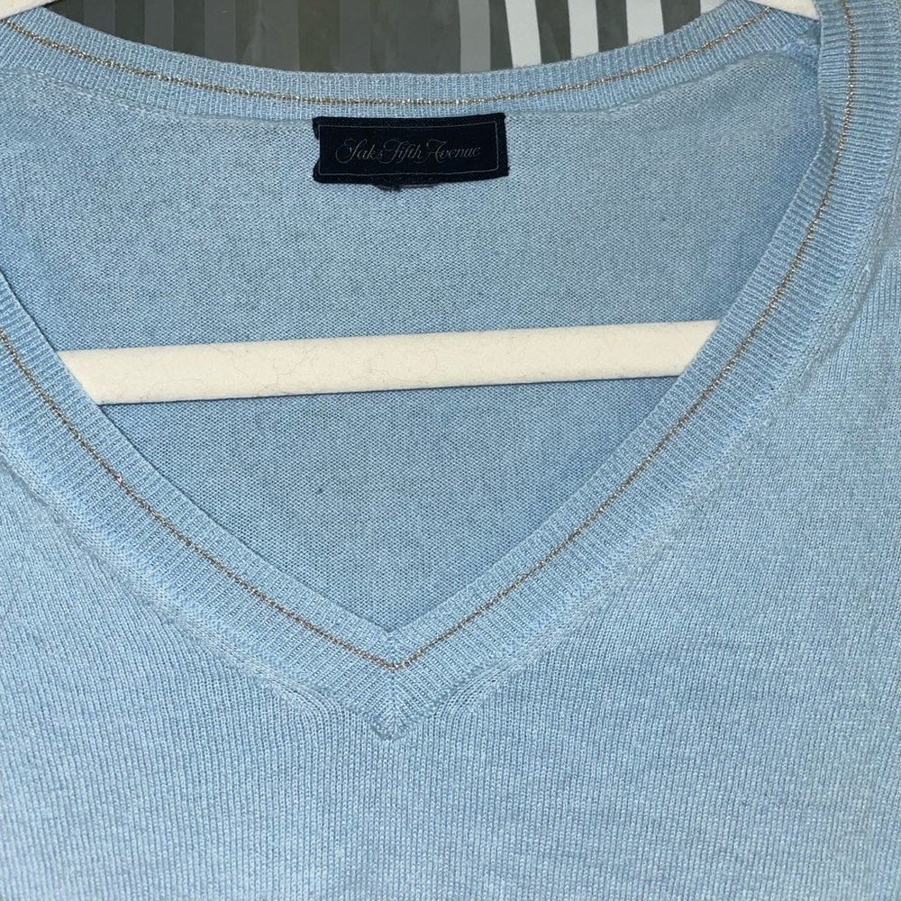 pale blue Saks Fifth Ave sweater